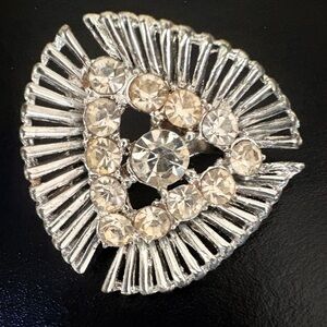 Elegant Silver Crystal Brooch